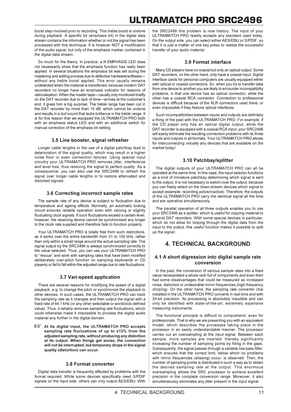 Ultramatch pro src2496, Technical background | Behringer SRC2496 User Manual | Page 11 / 16