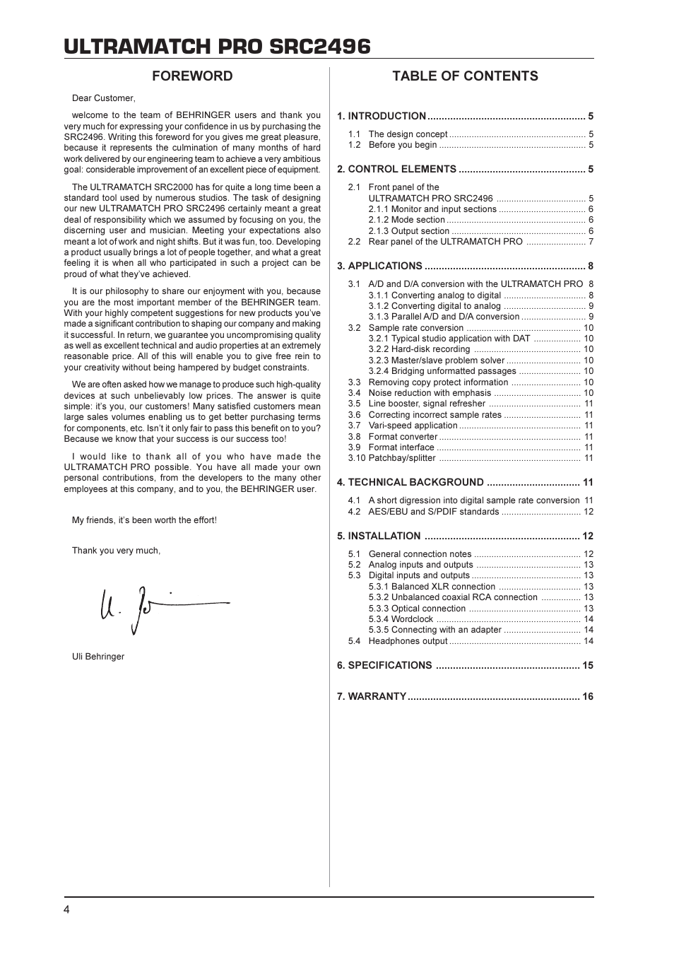 Behringer SRC2496 User Manual | Page 4 / 16