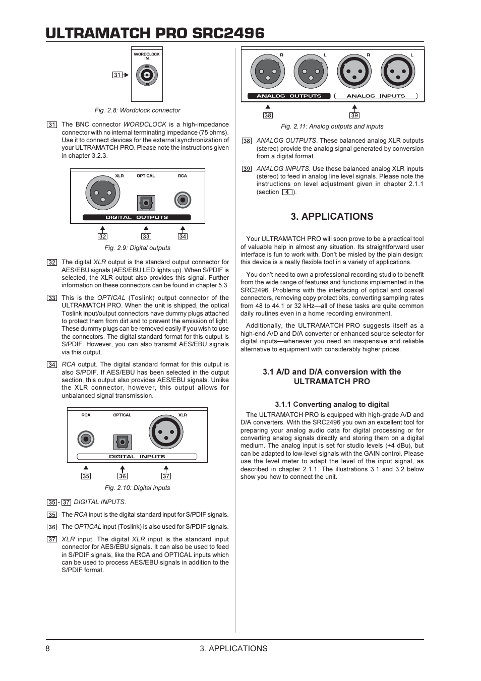 Ultramatch pro src2496, Applications | Behringer SRC2496 User Manual | Page 8 / 16