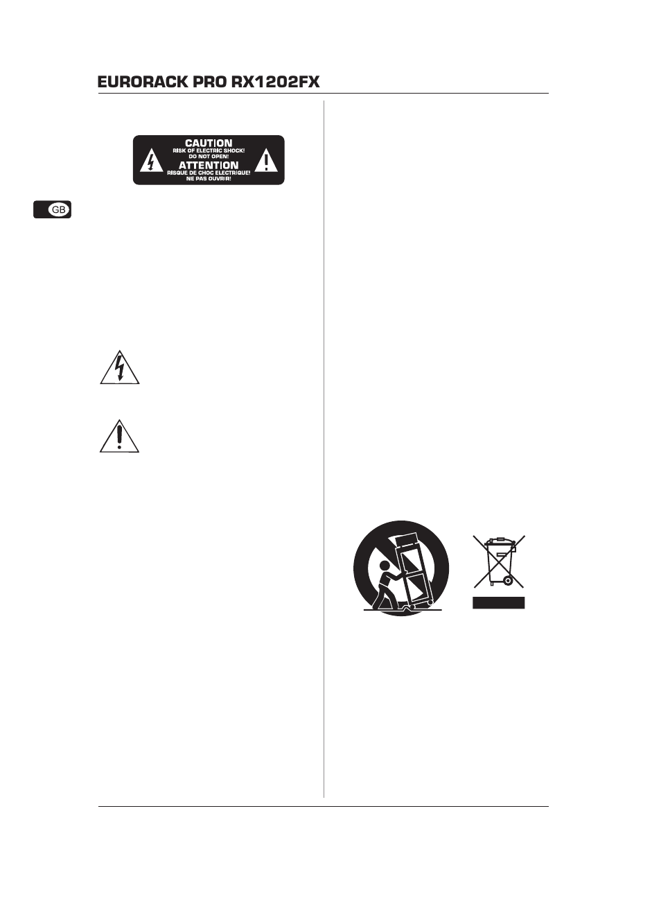 Eurorack pro rx1202fx, Important safety instructions | Behringer Eurorack Pro RX1202FX User Manual | Page 2 / 15