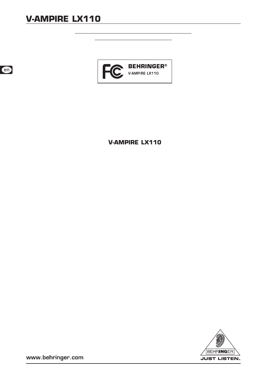 V-ampire lx110 | Behringer V-AMPIRE LX110 User Manual | Page 16 / 16