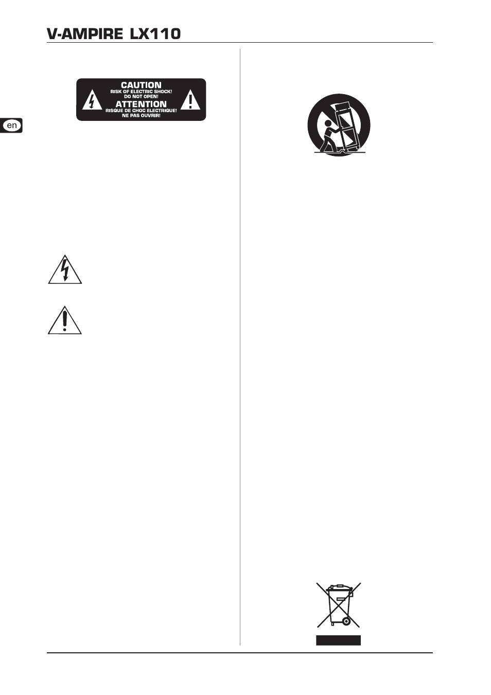 V-ampire lx110, Important safety instructions | Behringer V-AMPIRE LX110 User Manual | Page 2 / 16