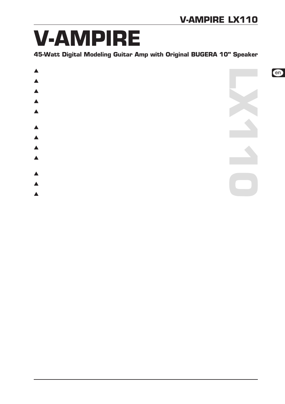 Lx110, V-ampire, V-ampire lx110 | Behringer V-AMPIRE LX110 User Manual | Page 3 / 16
