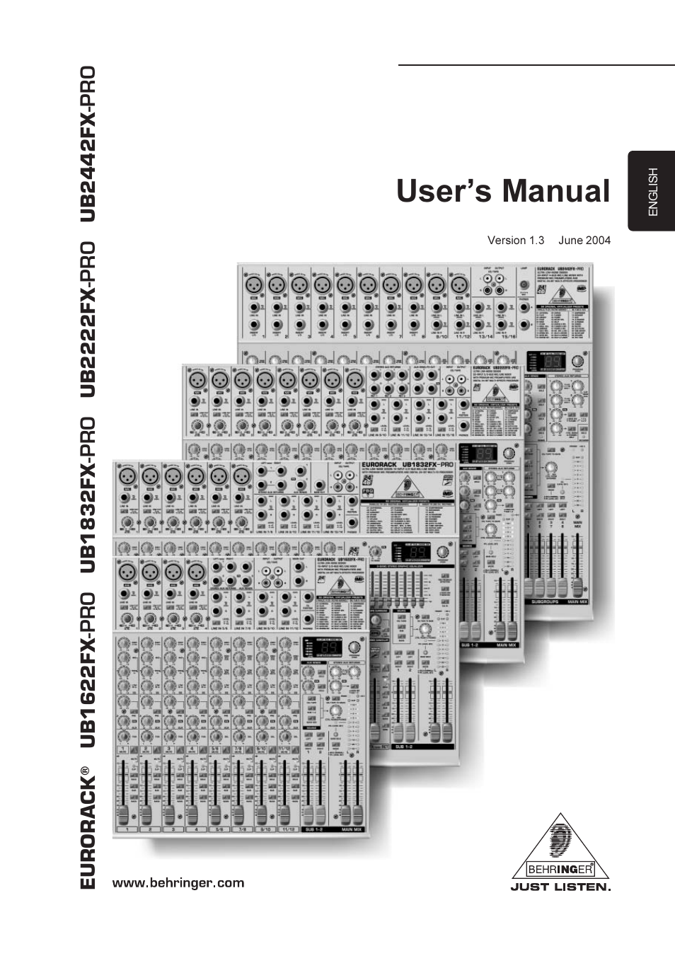 Behringer UB1622FX-PRO User Manual | 16 pages