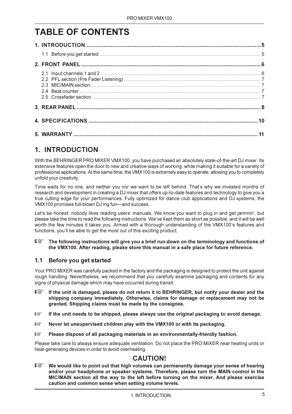 Behringer PRO MIXER User Manual | Page 5 / 11