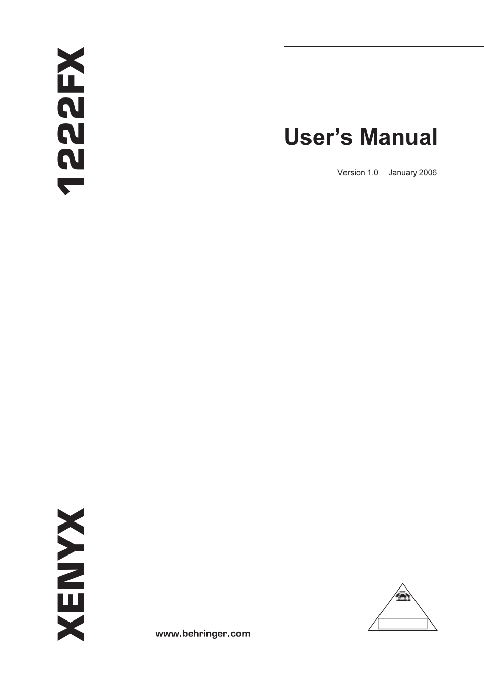 Behringer XENYX 1222FX User Manual | 15 pages