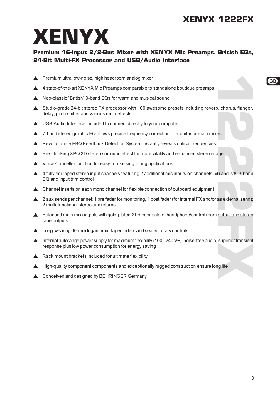 1222fx, Xenyx, Xenyx 1222fx | Behringer XENYX 1222FX User Manual | Page 3 / 15