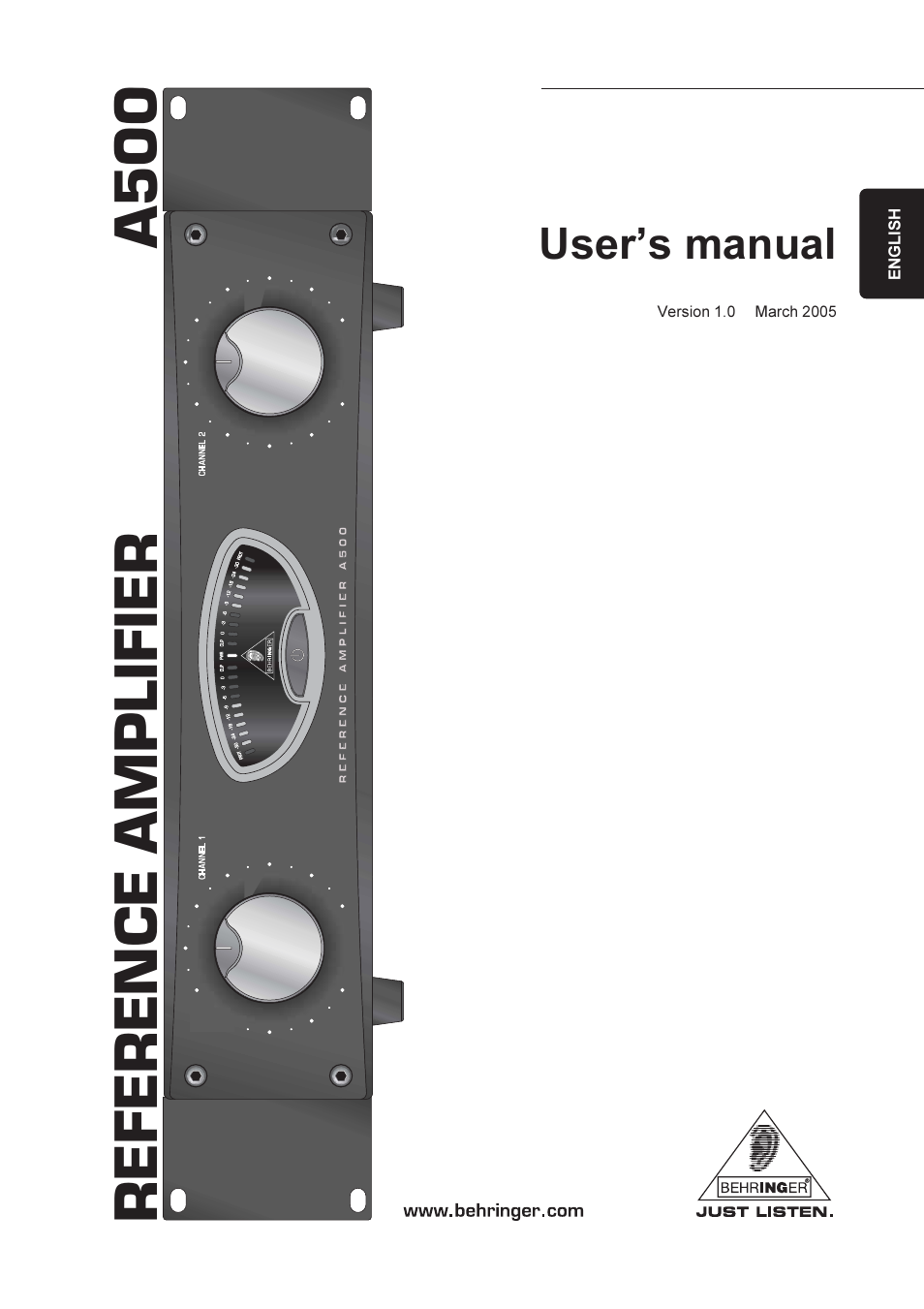 Behringer A500 User Manual | 10 pages