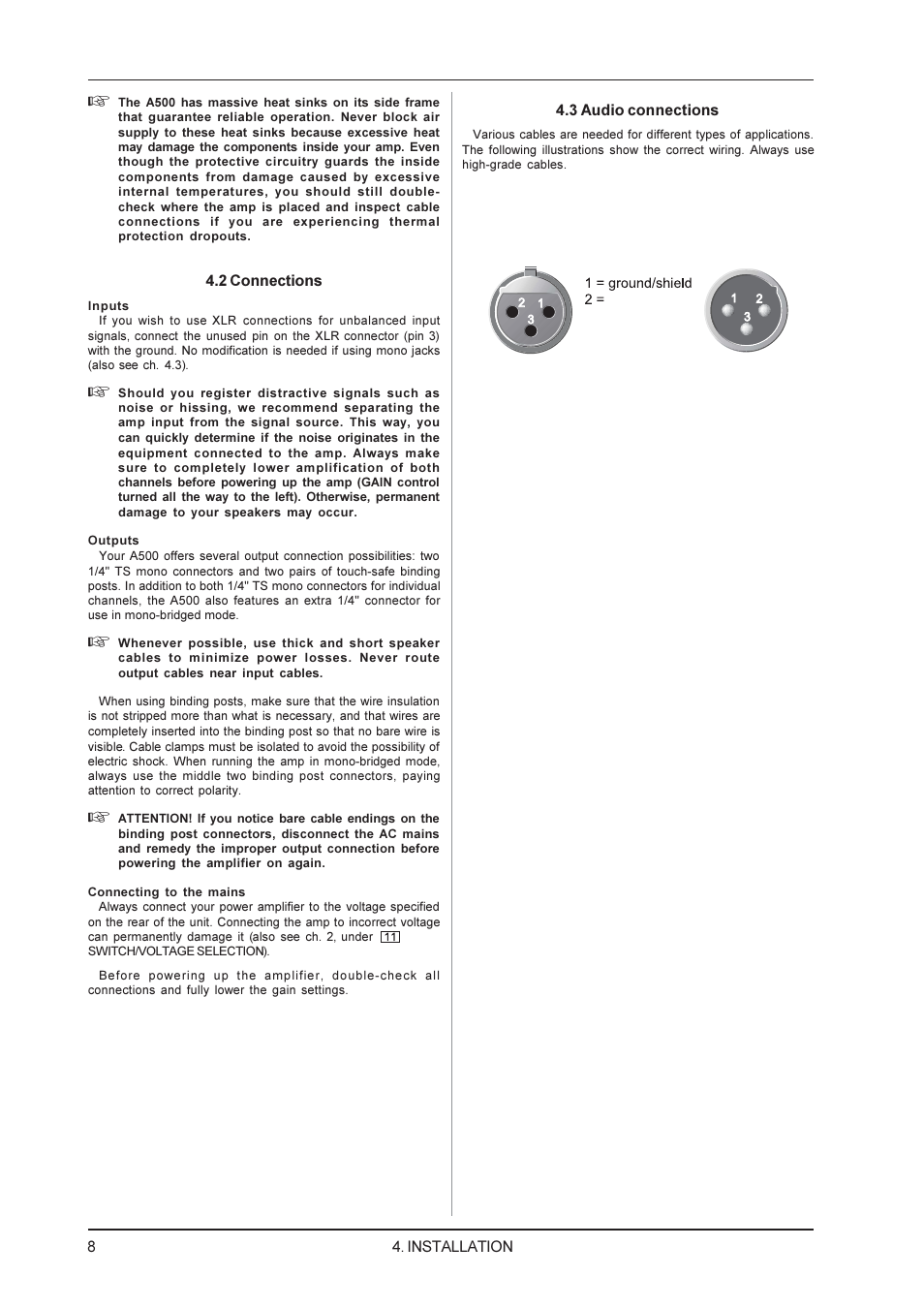 Reference amplifier a500 | Behringer A500 User Manual | Page 8 / 10