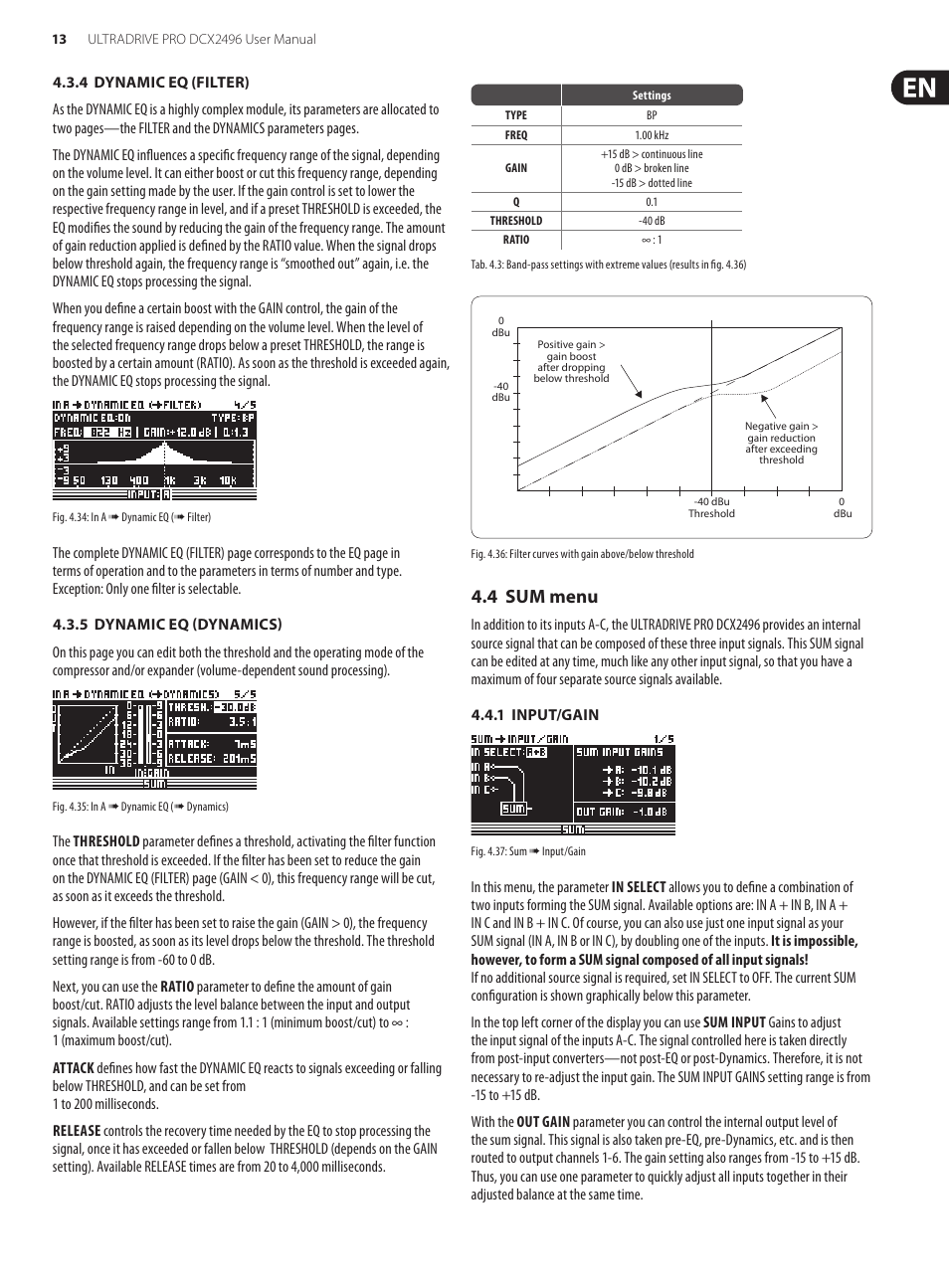 4 sum menu | Behringer UltraDrive Pro DCX2496 User Manual | Page 13 / 35