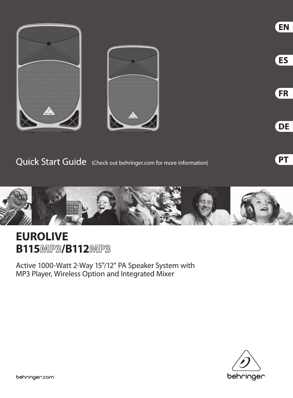 Behringer EUROLIVE Active 1000-Watt 2-Way 15"/12" PA Speaker System with MP3Player User Manual | 17 pages