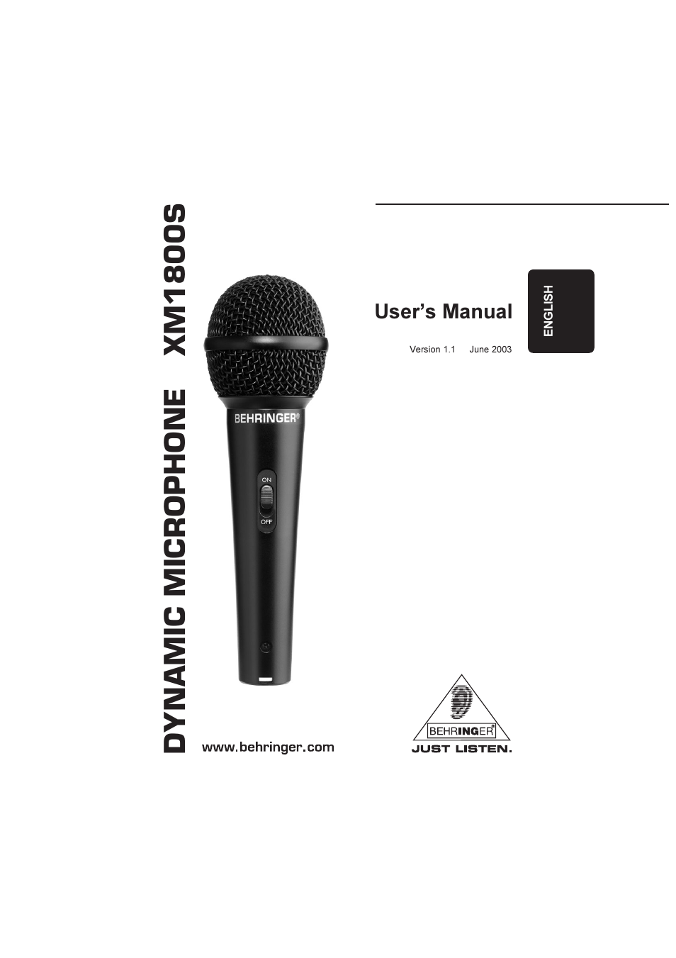 Behringer Dynamic Microphone XM1800S User Manual | 4 pages