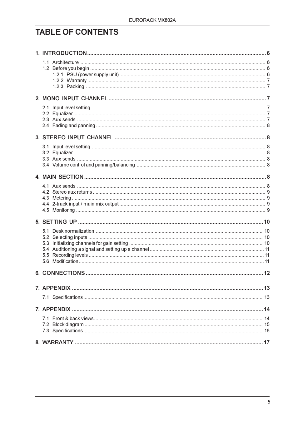 Behringer EURORACK MX802A User Manual | Page 3 / 9