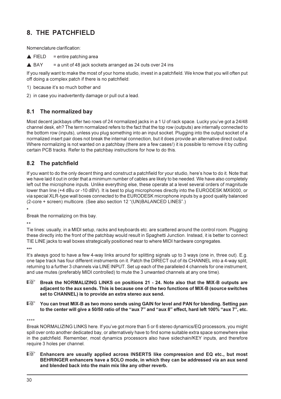 The patchfield | Behringer MX9000 User Manual | Page 30 / 57