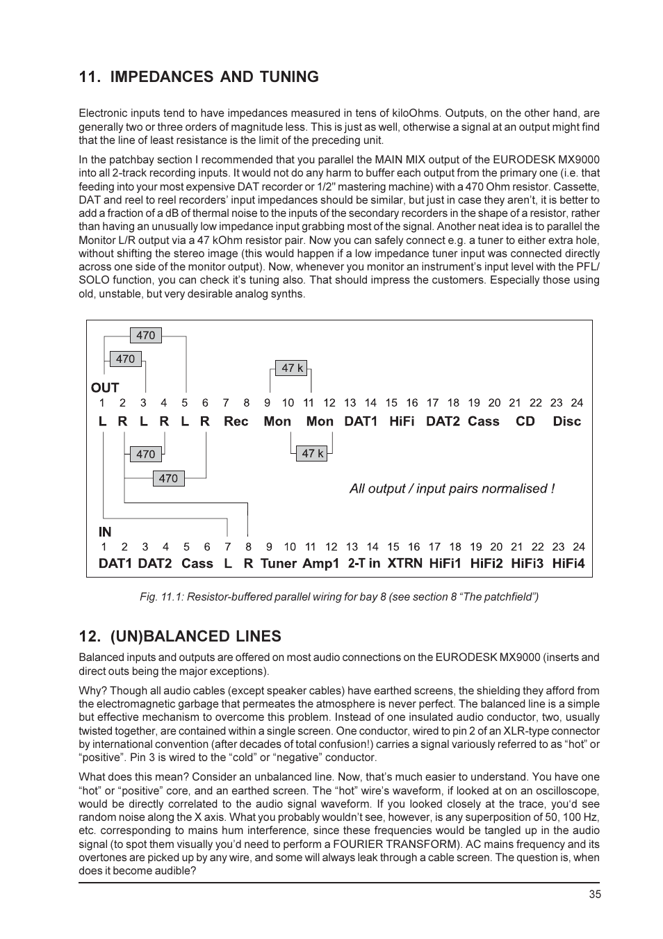 Impedances and tuning, (un)balanced lines | Behringer MX9000 User Manual | Page 35 / 57