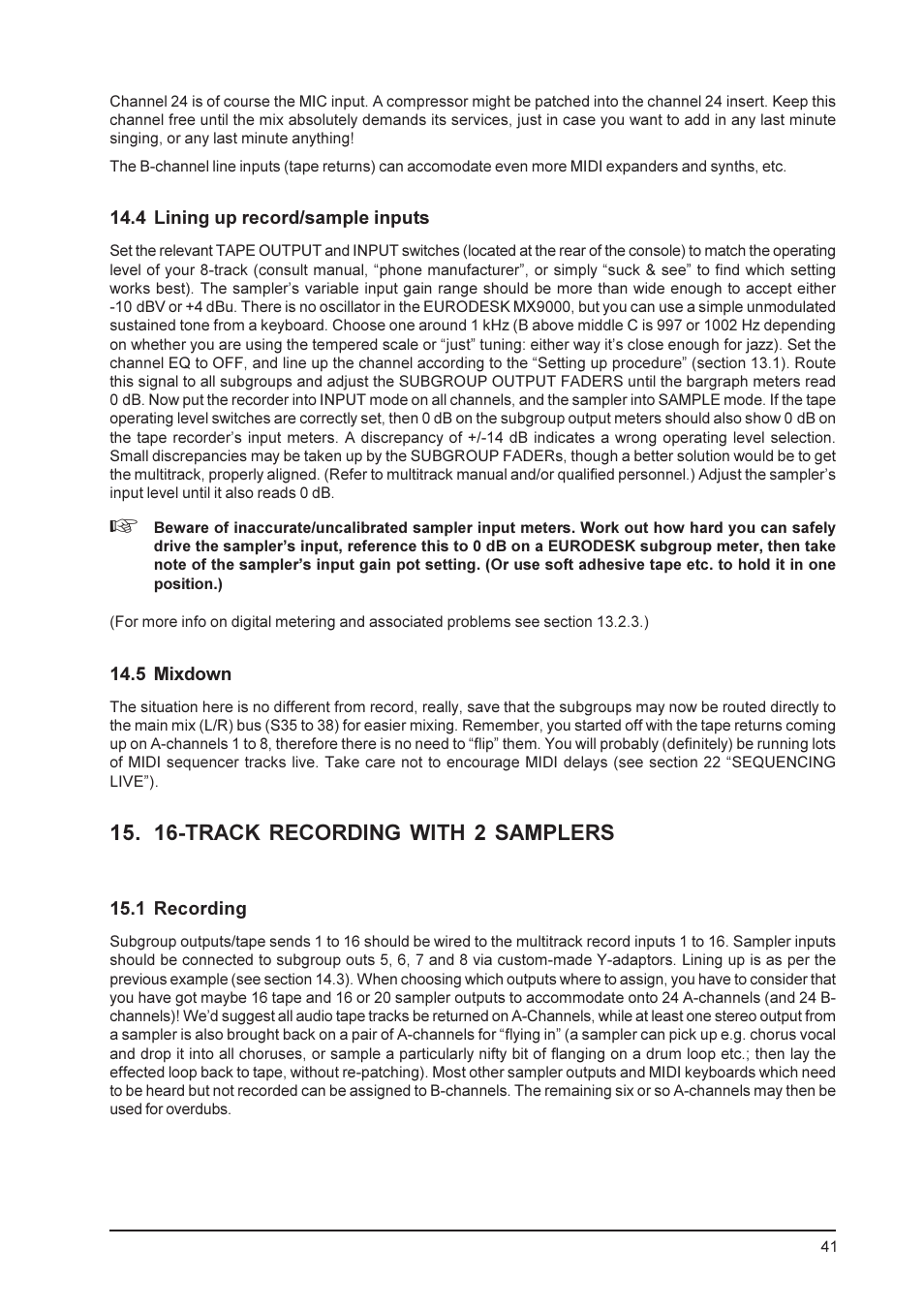 16-track recording with 2 samplers | Behringer MX9000 User Manual | Page 41 / 57