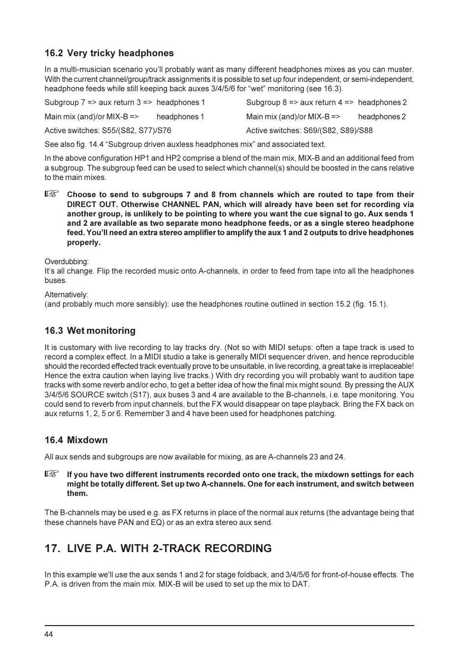 Live p.a. with 2-track recording | Behringer MX9000 User Manual | Page 44 / 57