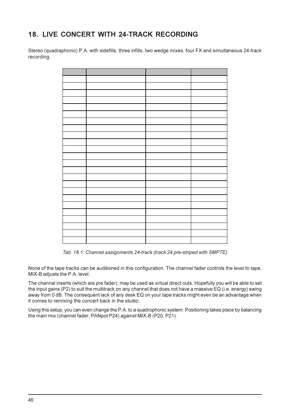Live concert with 24-track recording | Behringer MX9000 User Manual | Page 46 / 57