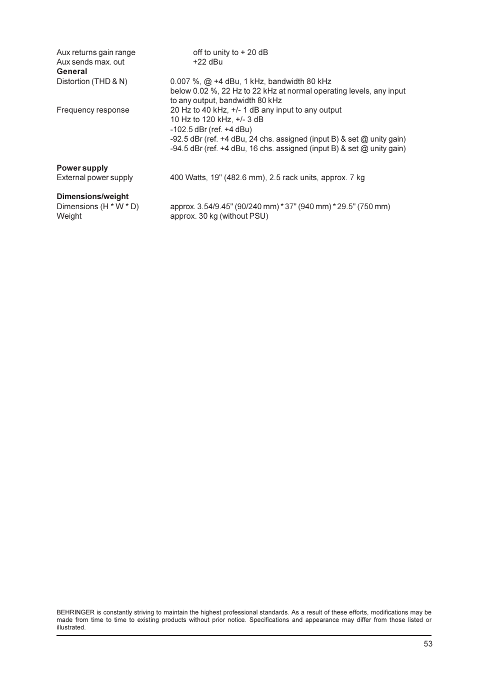 Behringer MX9000 User Manual | Page 53 / 57