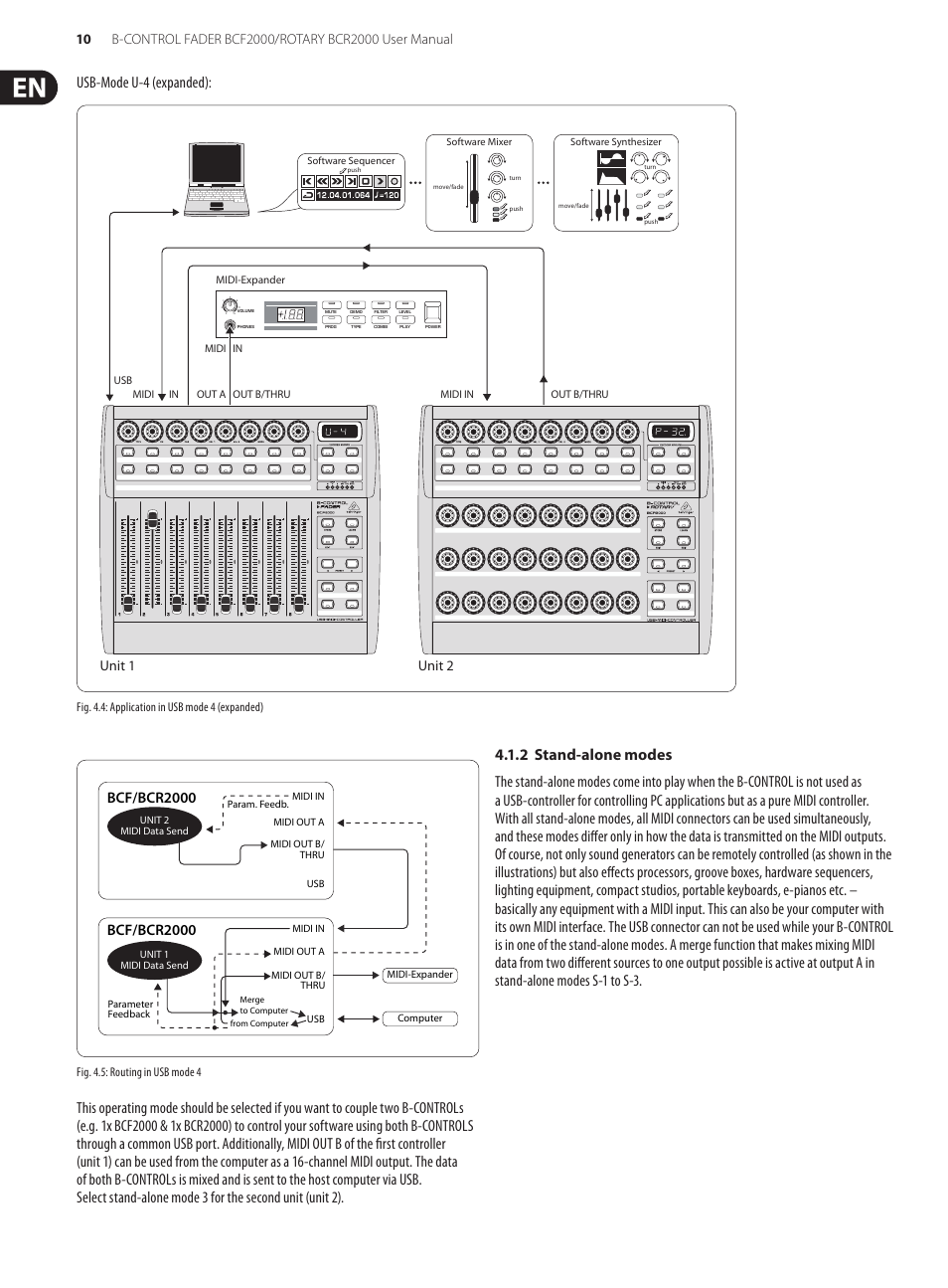 Usb-mode u-4 (expanded), Bcf/bcr2000 | Behringer B-Control Fader/Rotary BCF2000 User Manual | Page 10 / 23
