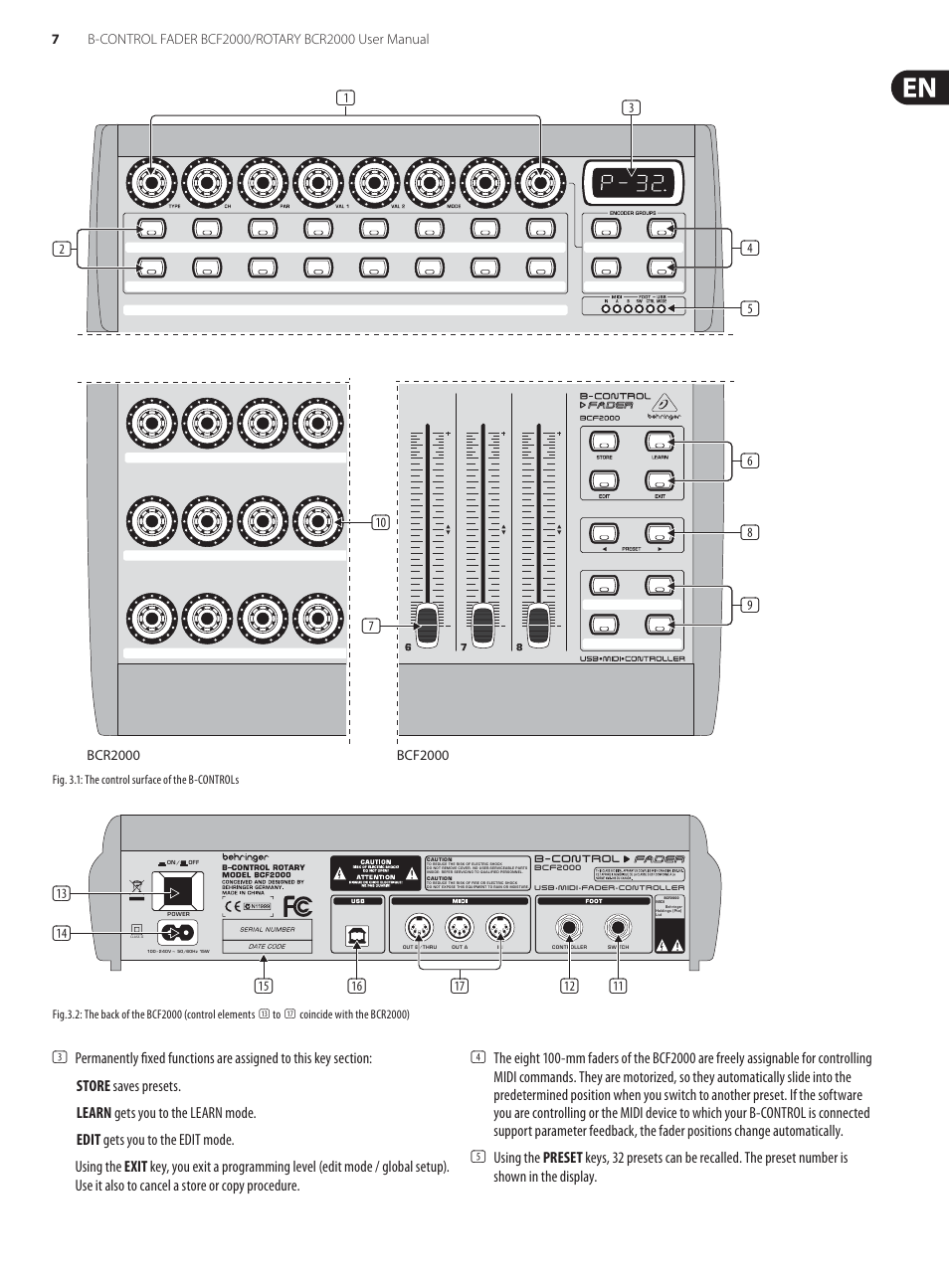 Behringer B-Control Fader/Rotary BCF2000 User Manual | Page 7 / 23