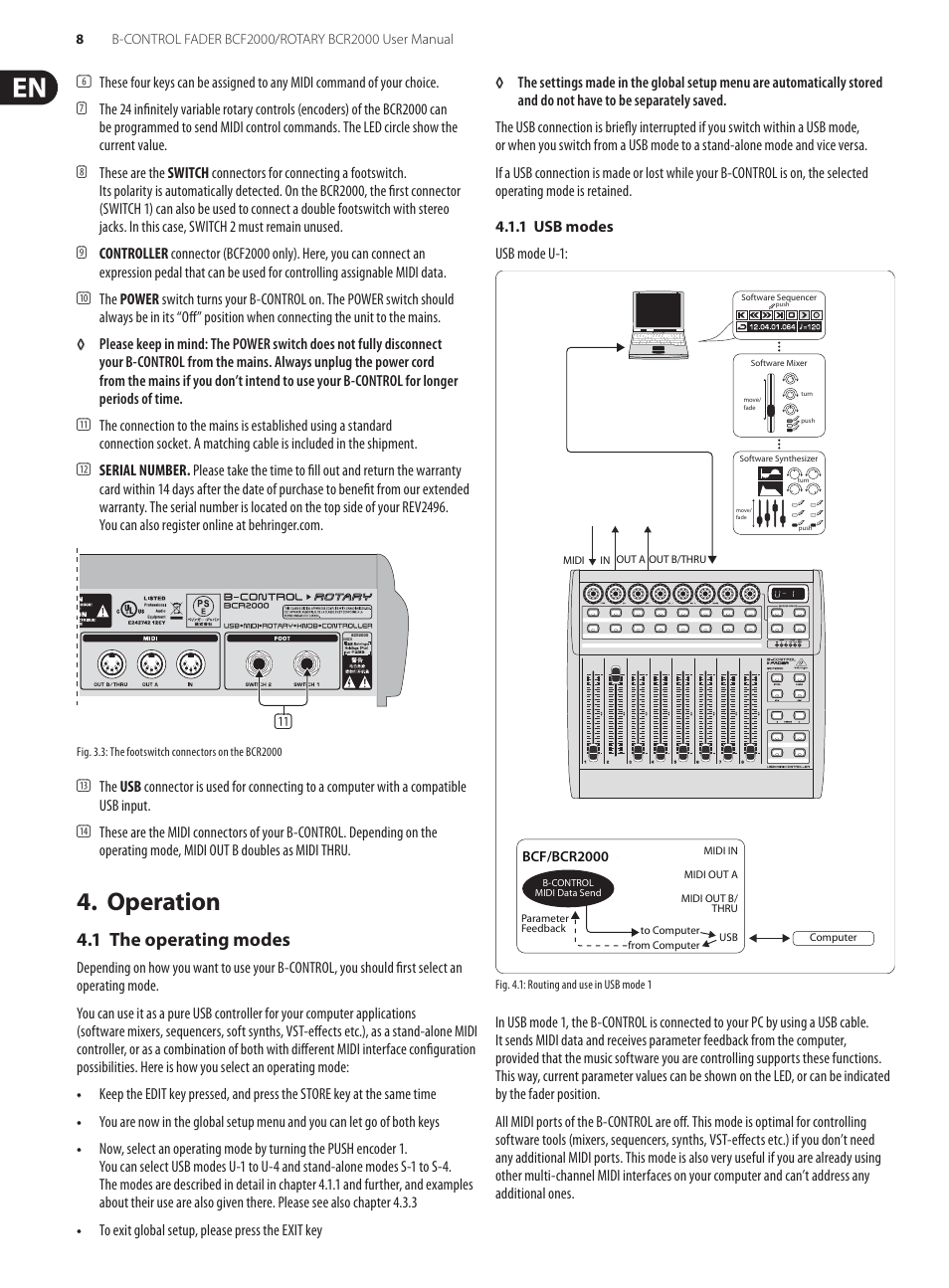 Operation, 1 the operating modes | Behringer B-Control Fader/Rotary BCF2000 User Manual | Page 8 / 23