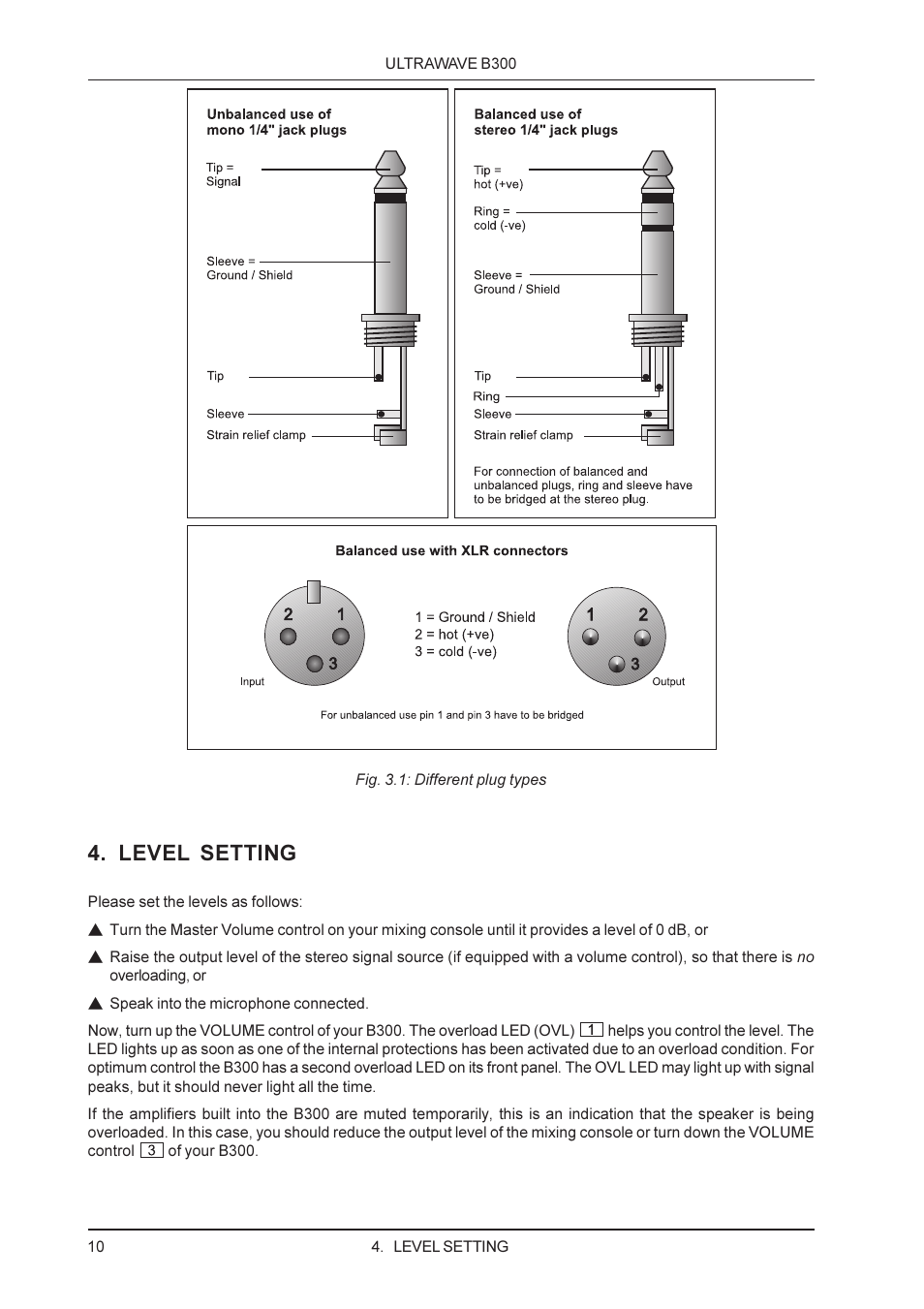 Level setting | Behringer ULTRAWAVE B300 User Manual | Page 10 / 13