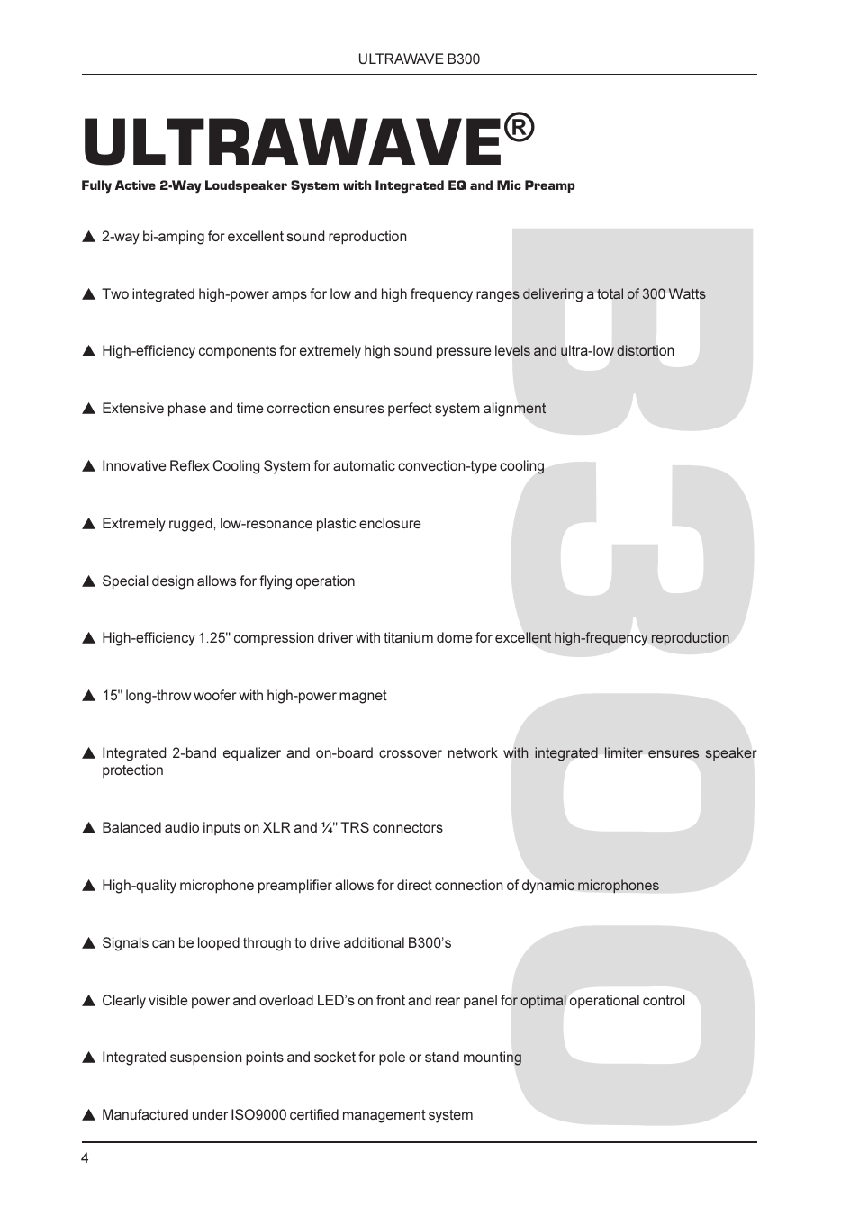 B300, Ultrawave | Behringer ULTRAWAVE B300 User Manual | Page 4 / 13