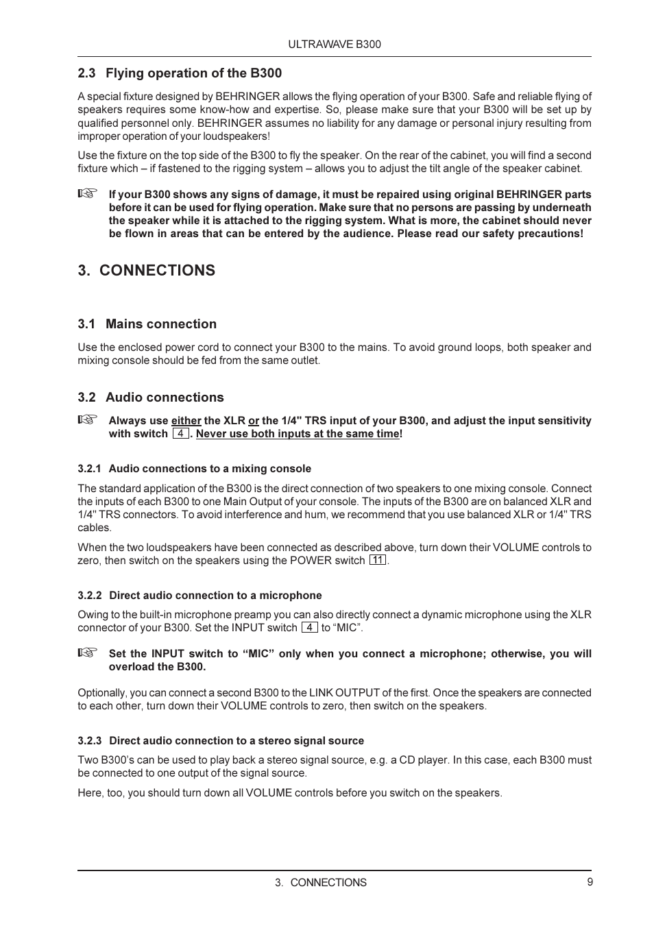 Connections | Behringer ULTRAWAVE B300 User Manual | Page 9 / 13
