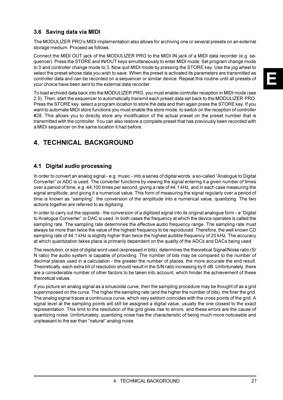 6 saving data via midi, Technical background, 1 digital audio processing | Behringer DSP1200P User Manual | Page 27 / 42