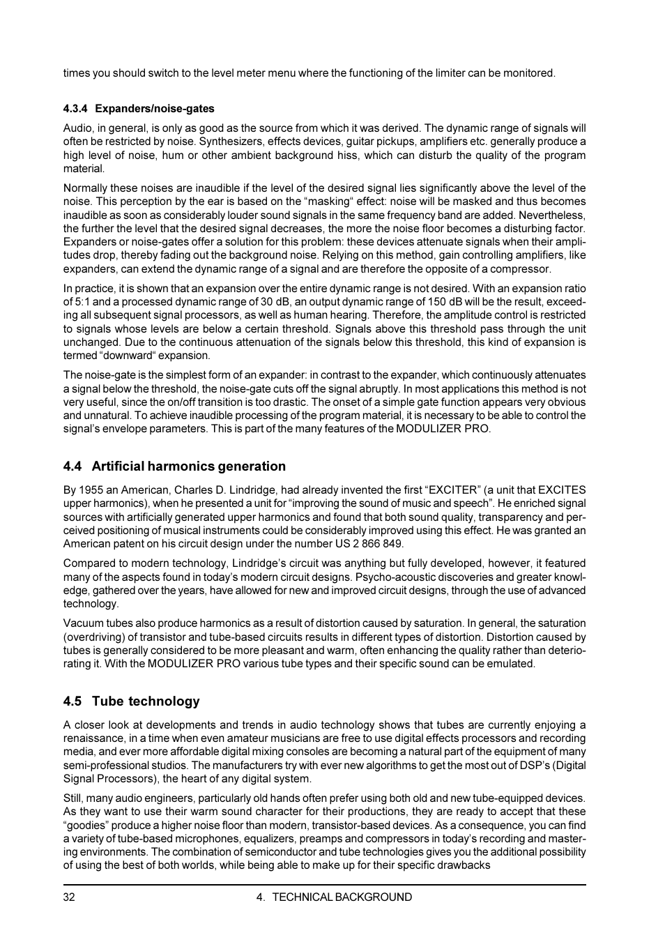 4 expanders/noise-gates, 4 artificial harmonics generation, 5 tube technology | Behringer DSP1200P User Manual | Page 32 / 42