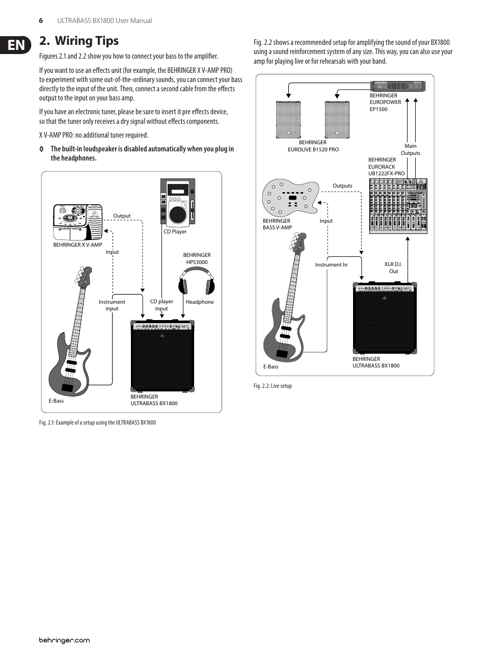 Wiring tips | Behringer 180-Watt Bass Amplifier with Original BUGERA Speaker and VTC-Technology BX1800 User Manual | Page 6 / 9