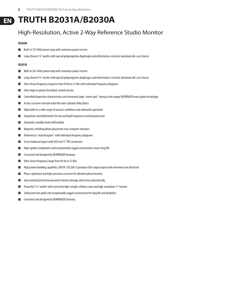 Behringer High-Resolution User Manual | Page 2 / 3