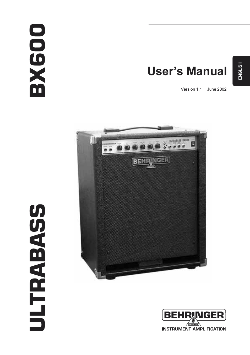 Behringer BX600 User Manual | 12 pages