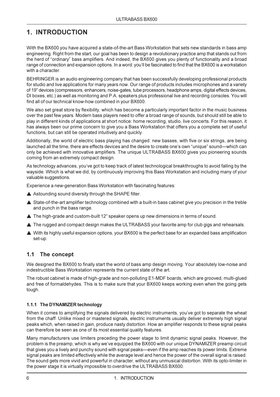 Introduction | Behringer BX600 User Manual | Page 6 / 12