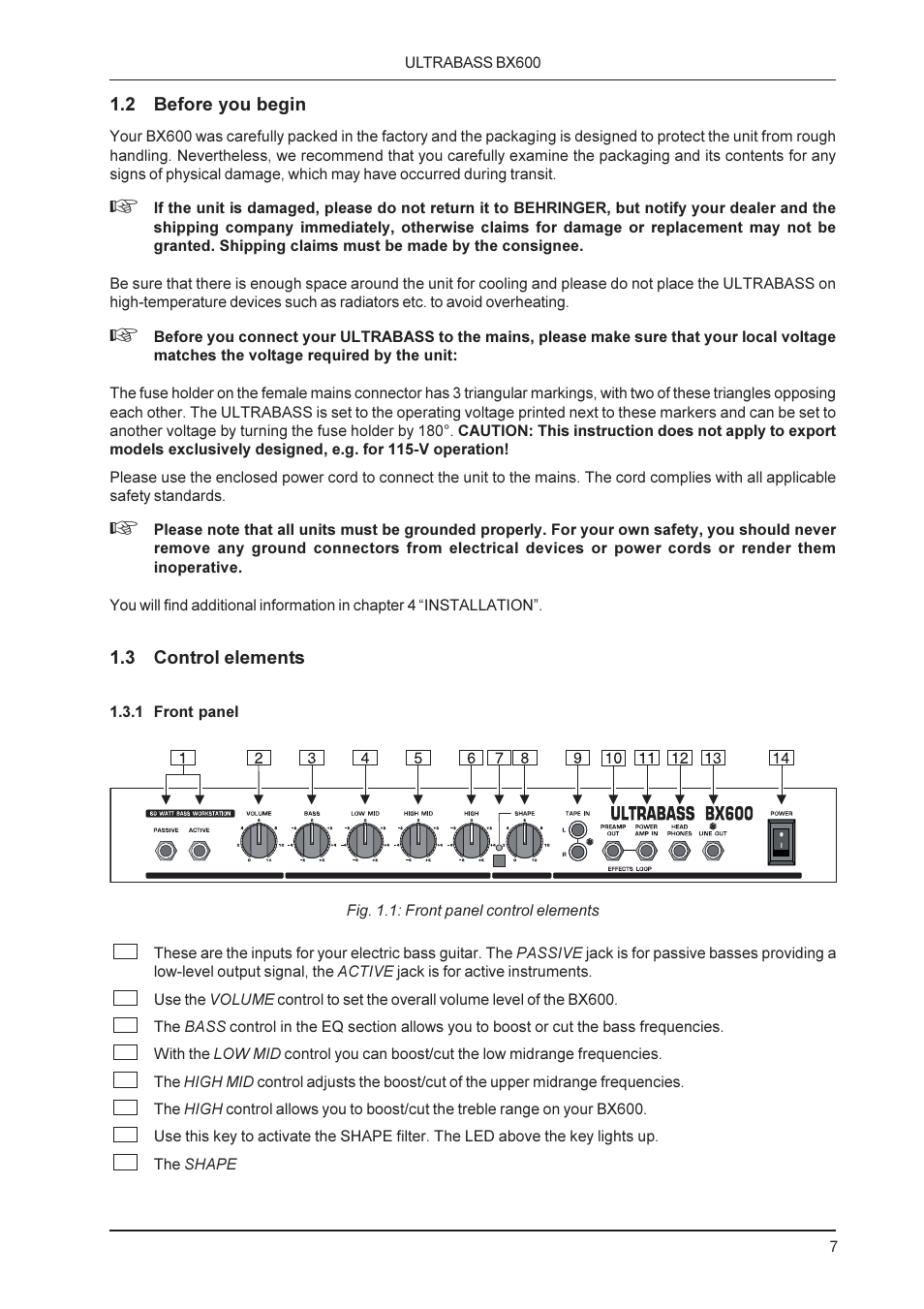 Behringer BX600 User Manual | Page 7 / 12