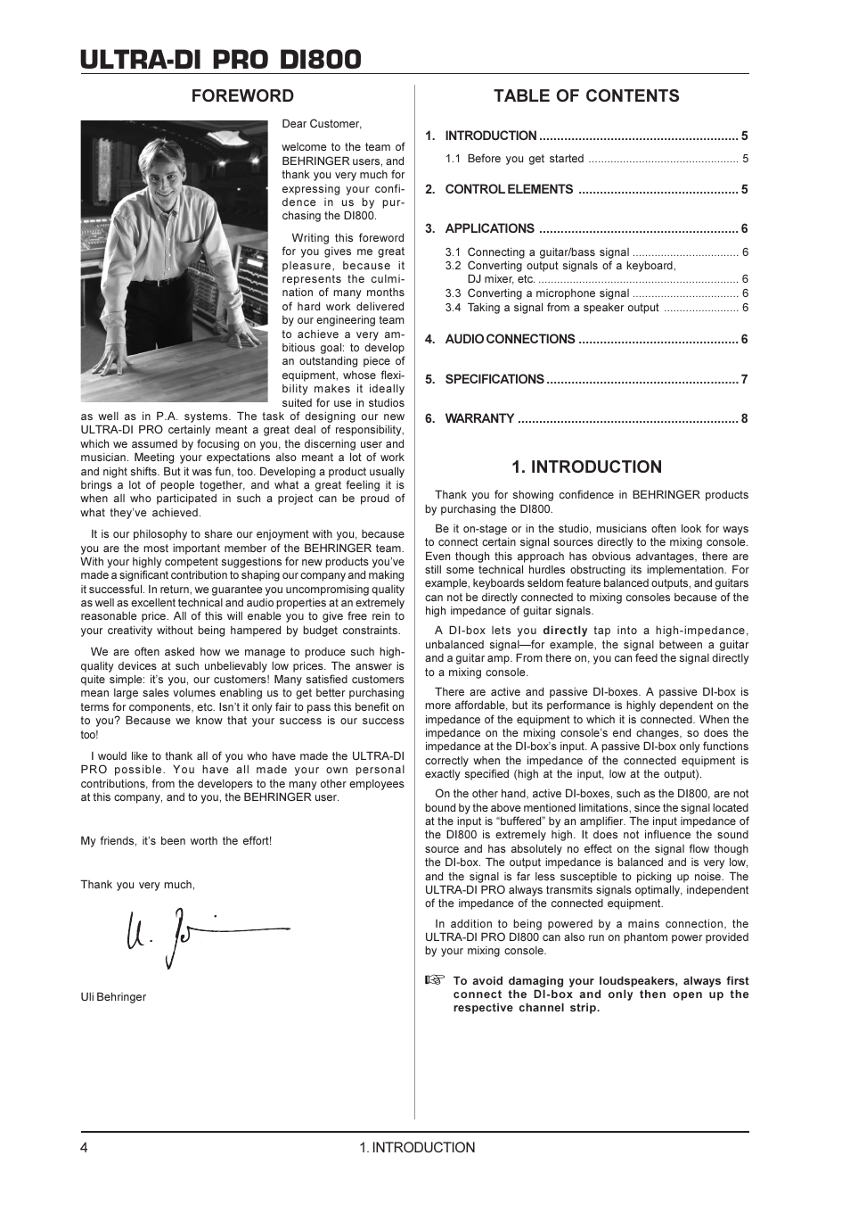 Behringer DI800 User Manual | Page 4 / 8