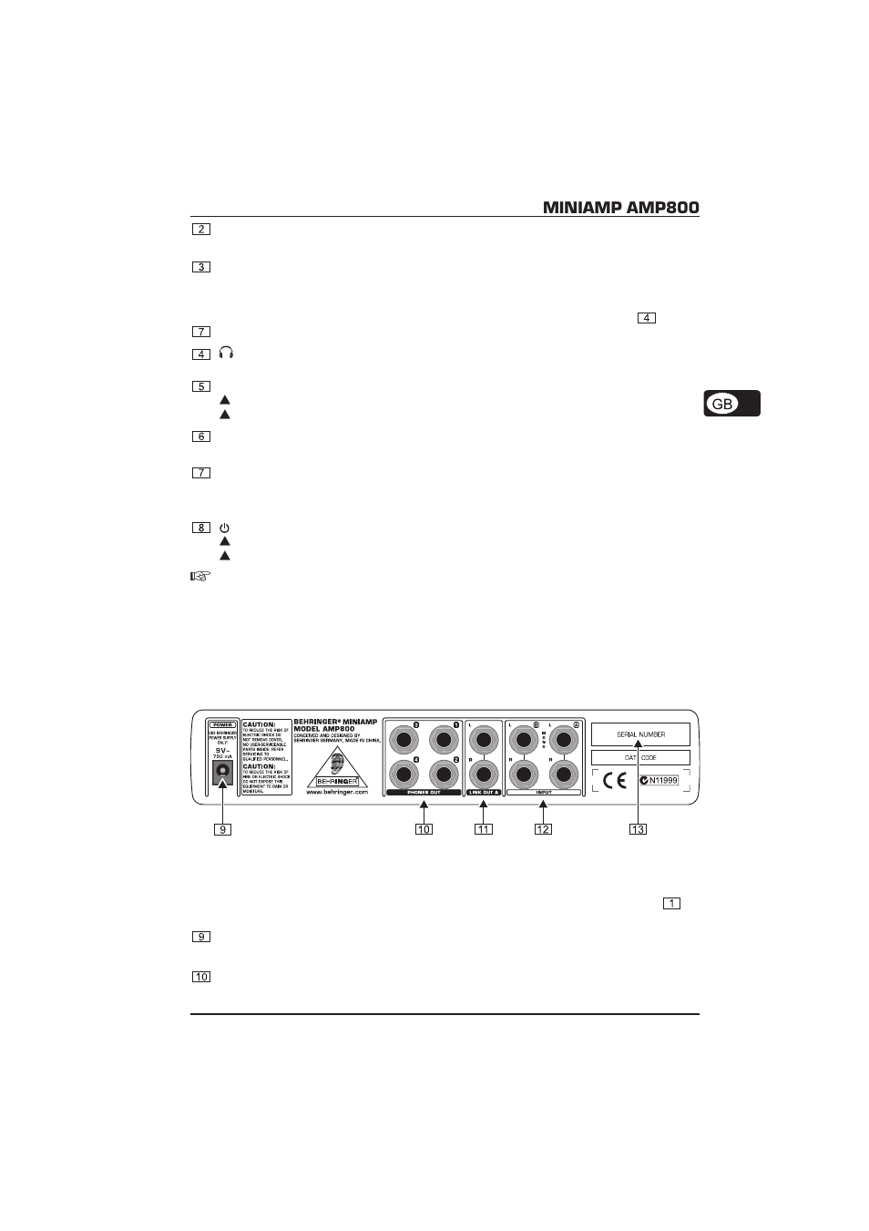 Miniamp amp800 | Behringer MINIAMP AMP800 User Manual | Page 7 / 13