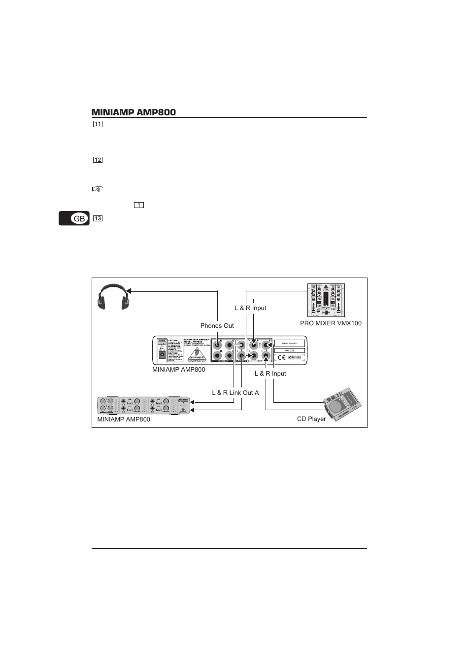 Miniamp amp800, Setup example | Behringer MINIAMP AMP800 User Manual | Page 8 / 13