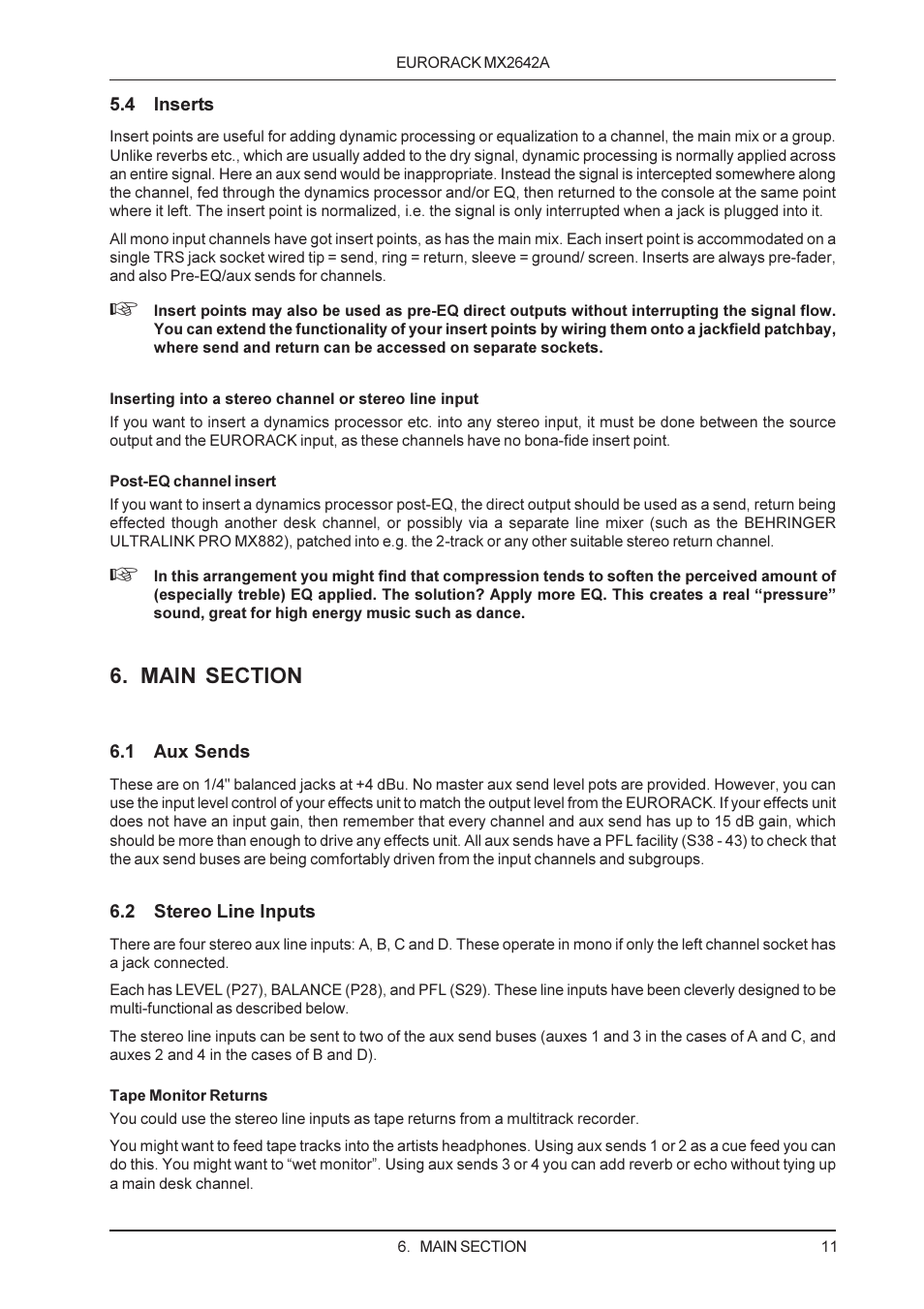 Behringer MX2642A User Manual | Page 11 / 22