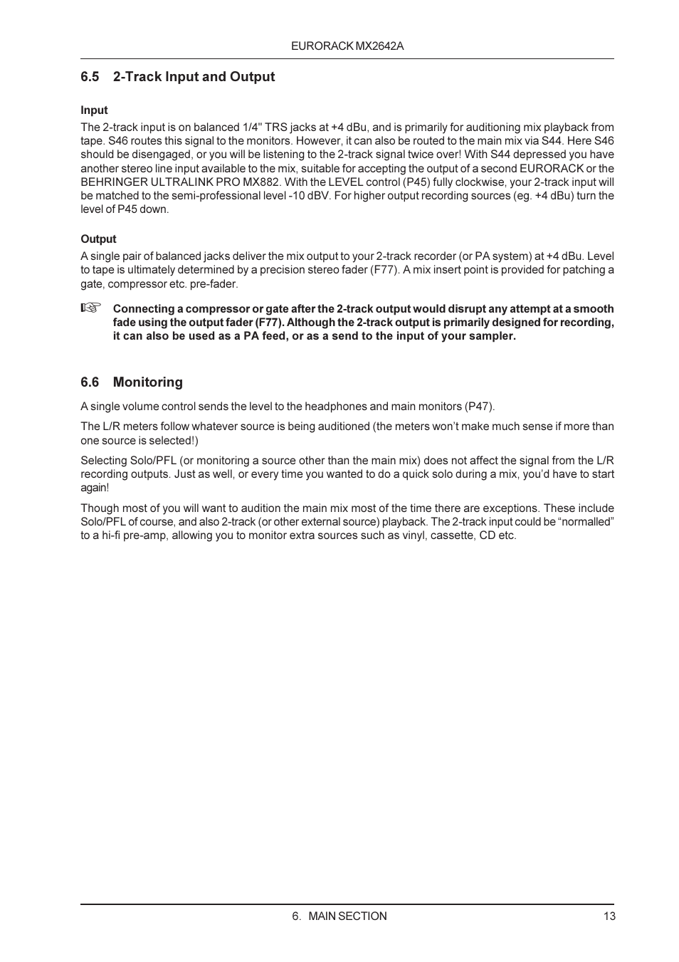 Behringer MX2642A User Manual | Page 13 / 22