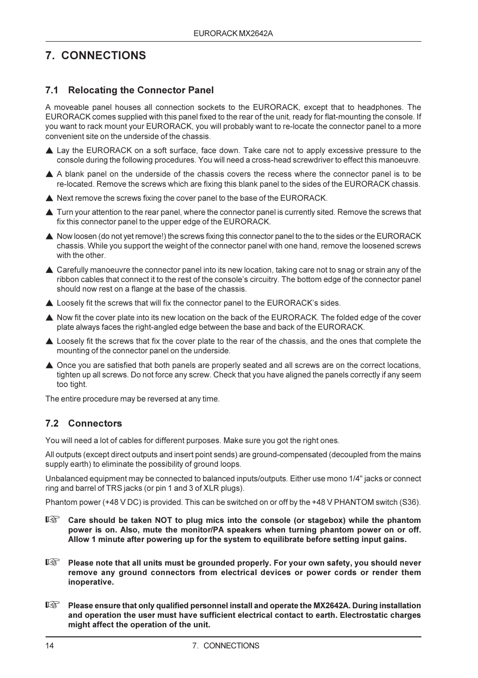 Connections | Behringer MX2642A User Manual | Page 14 / 22