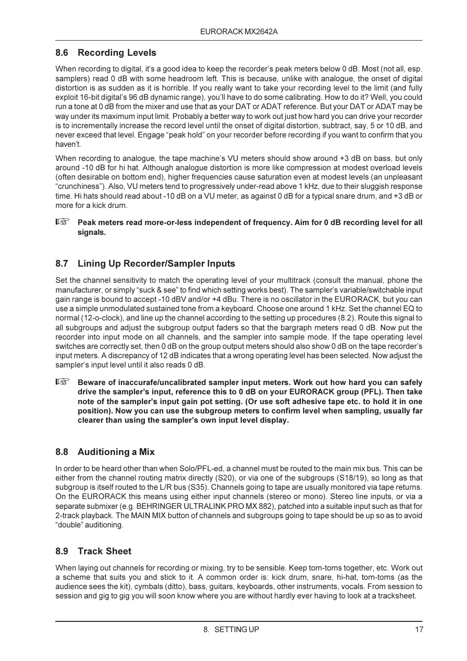 Behringer MX2642A User Manual | Page 17 / 22