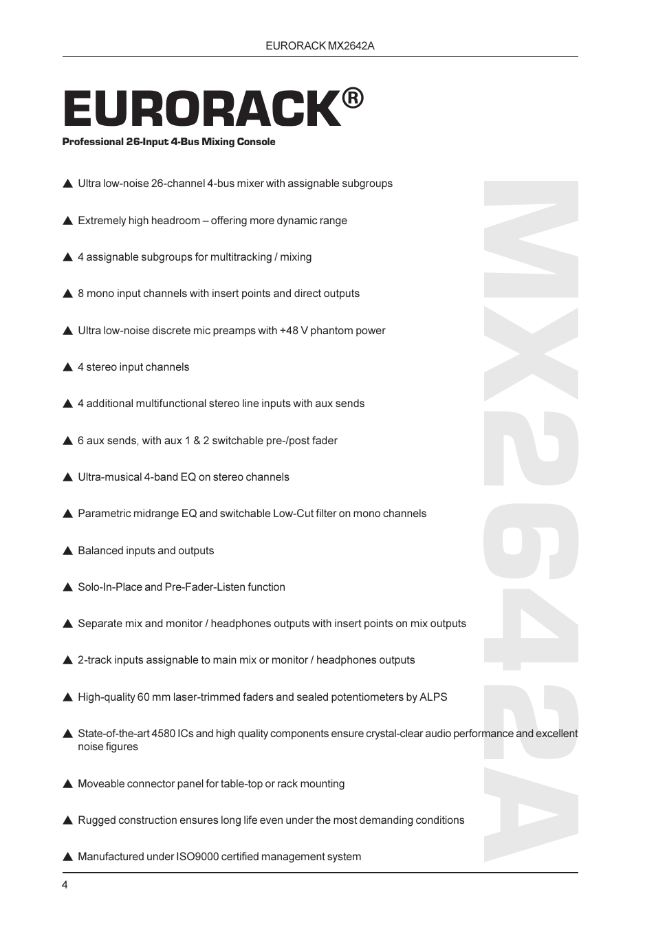 Mx2642a, Eurorack | Behringer MX2642A User Manual | Page 4 / 22