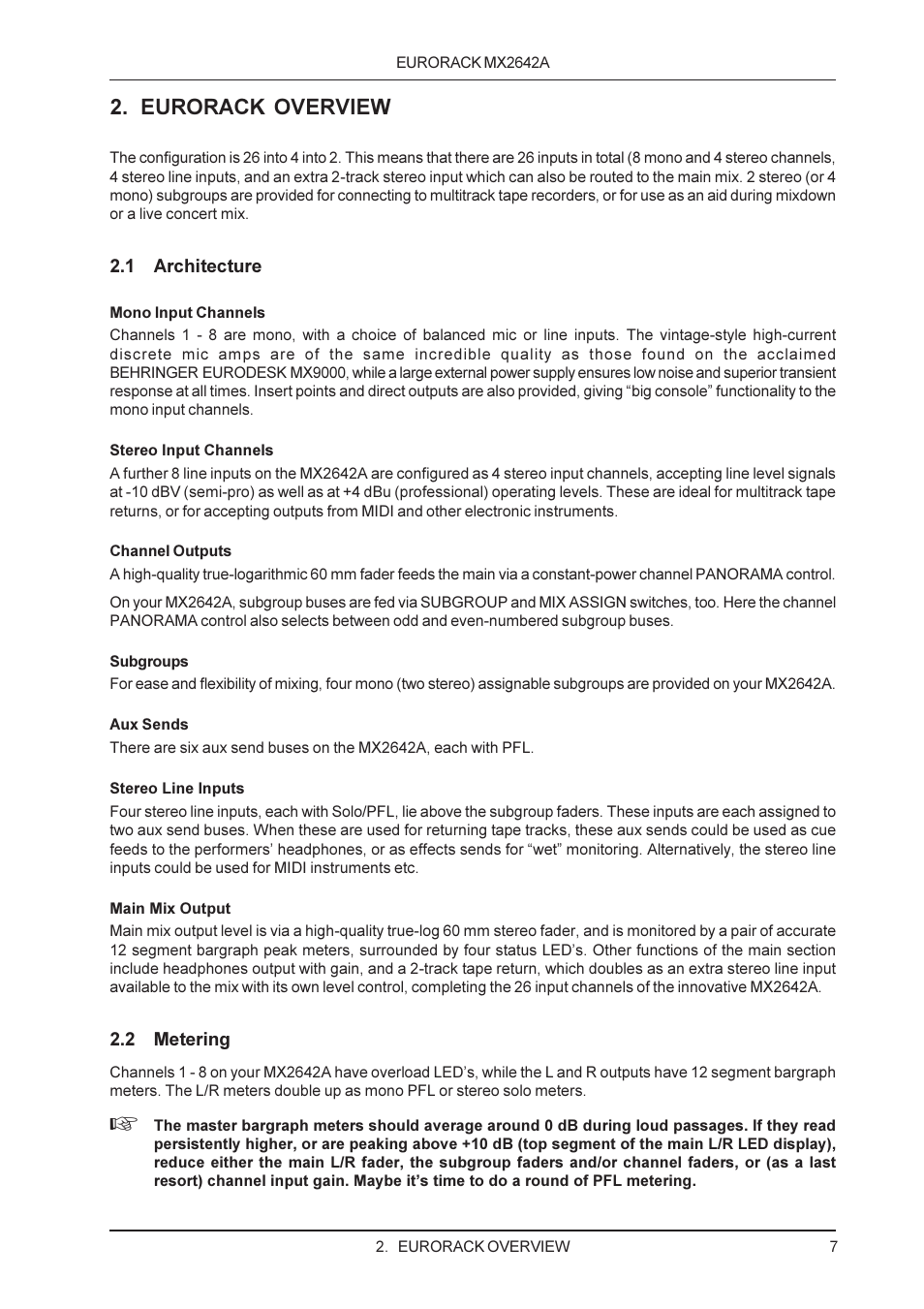 Eurorack overview | Behringer MX2642A User Manual | Page 7 / 22