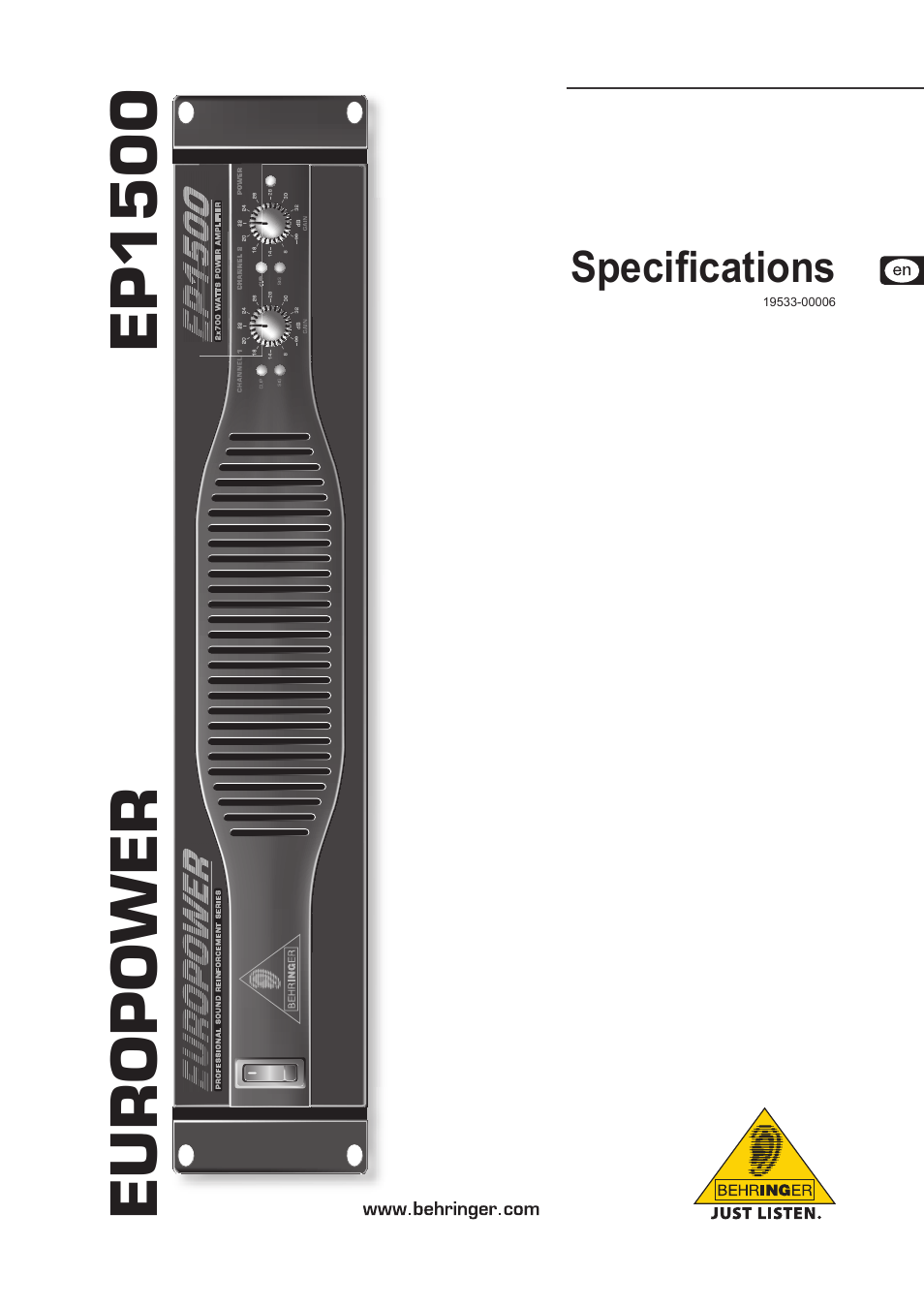 Behringer Europower EP1500 User Manual | 4 pages