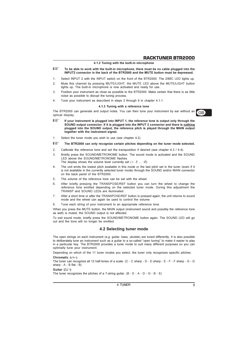 Racktuner btr2000 | Behringer Racktuner BTR2000 User Manual | Page 9 / 19
