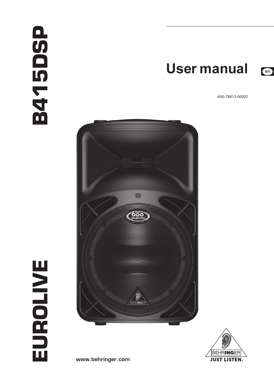 Behringer Digital Processor-Controlled 600-Watt 15" PA Speaker System with Integrated Mixer B415DSP User Manual | 12 pages