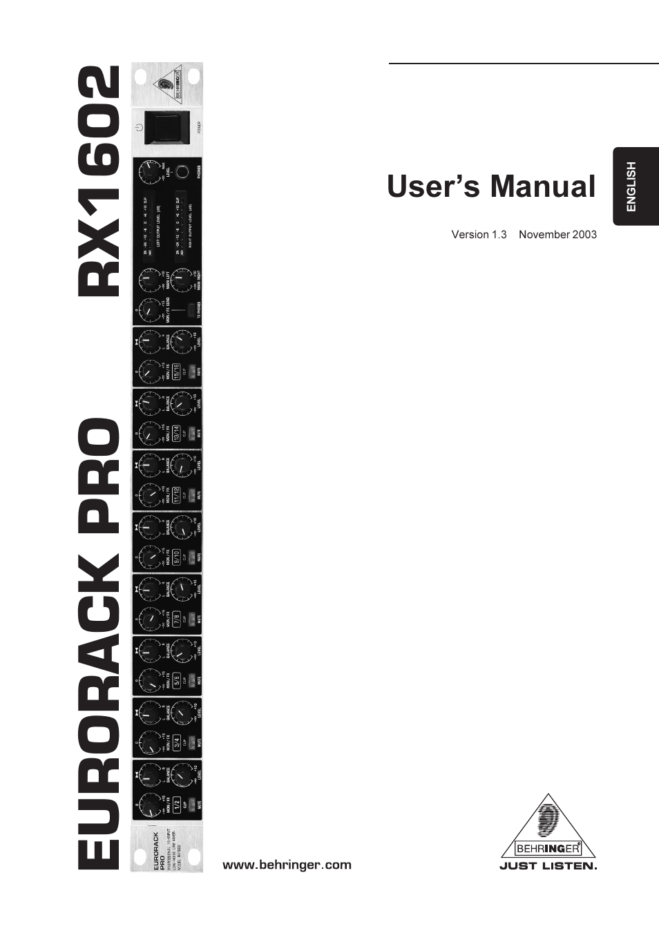 Behringer RX1602 User Manual | 11 pages