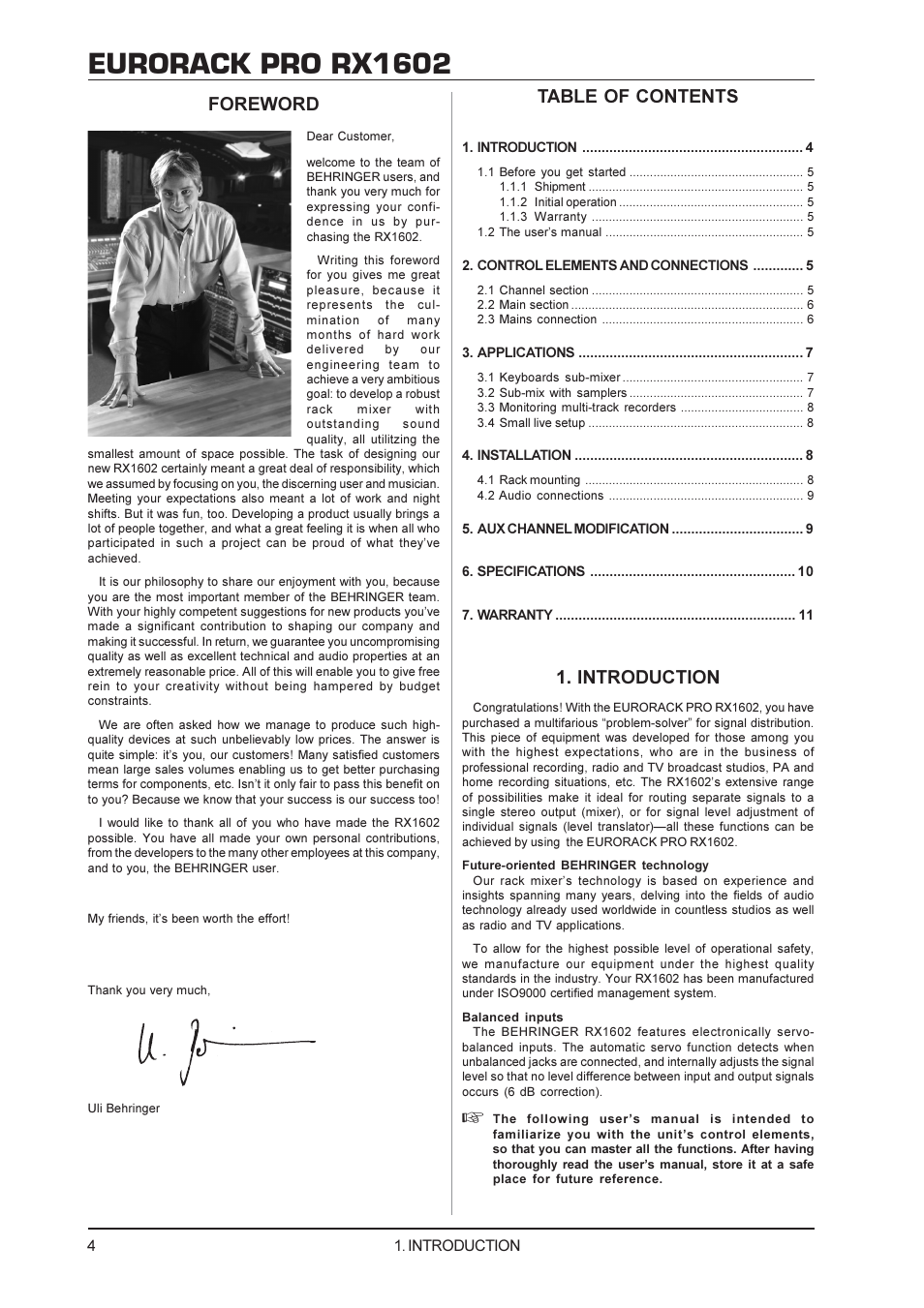 Behringer RX1602 User Manual | Page 4 / 11